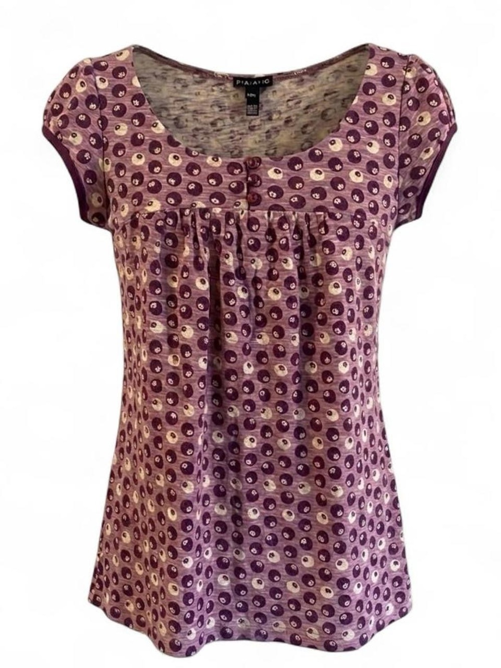 Vintage F.A.N.G Babydoll Top Size M Y2K Purple Blueberry Print Cotton Cap Sleeve